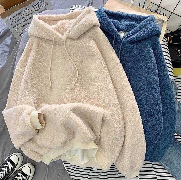 Теплий пухнастий худі тедді баранчик хутряна кофта кенгуру з капюшоном