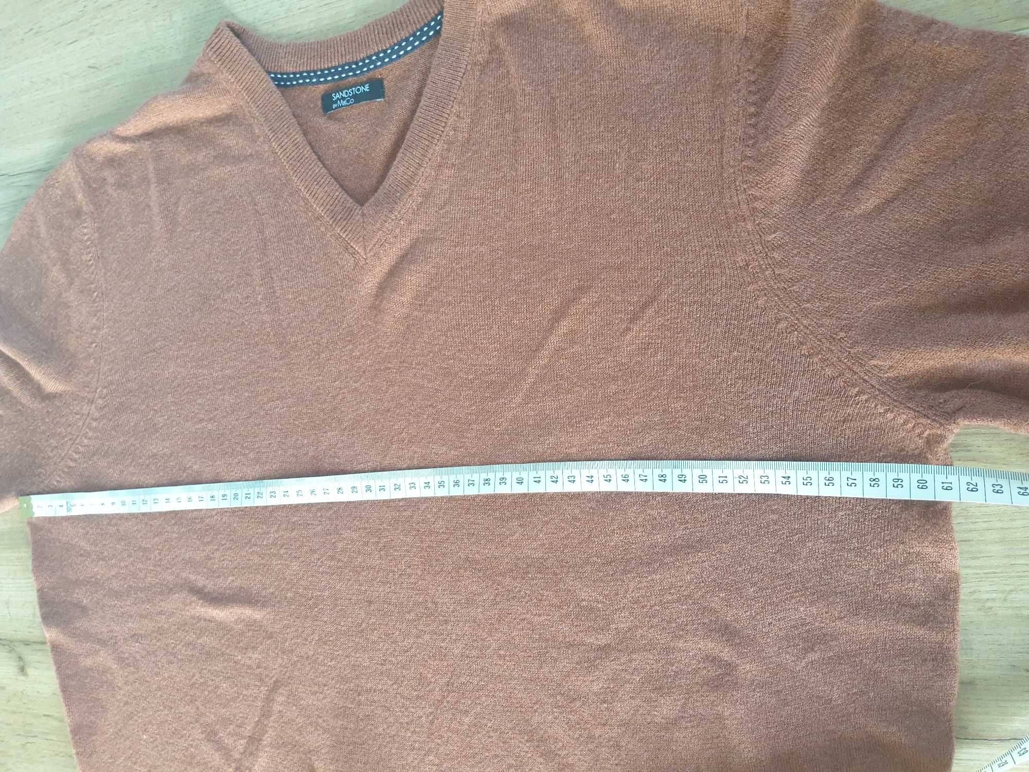 Męski sweter z dekoltem V, Sandstone M & Co. rozmiar L-XL