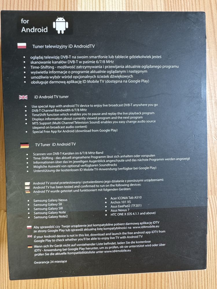 Tuner telewizyjny DVB-T id AndroidTV iD4mobile