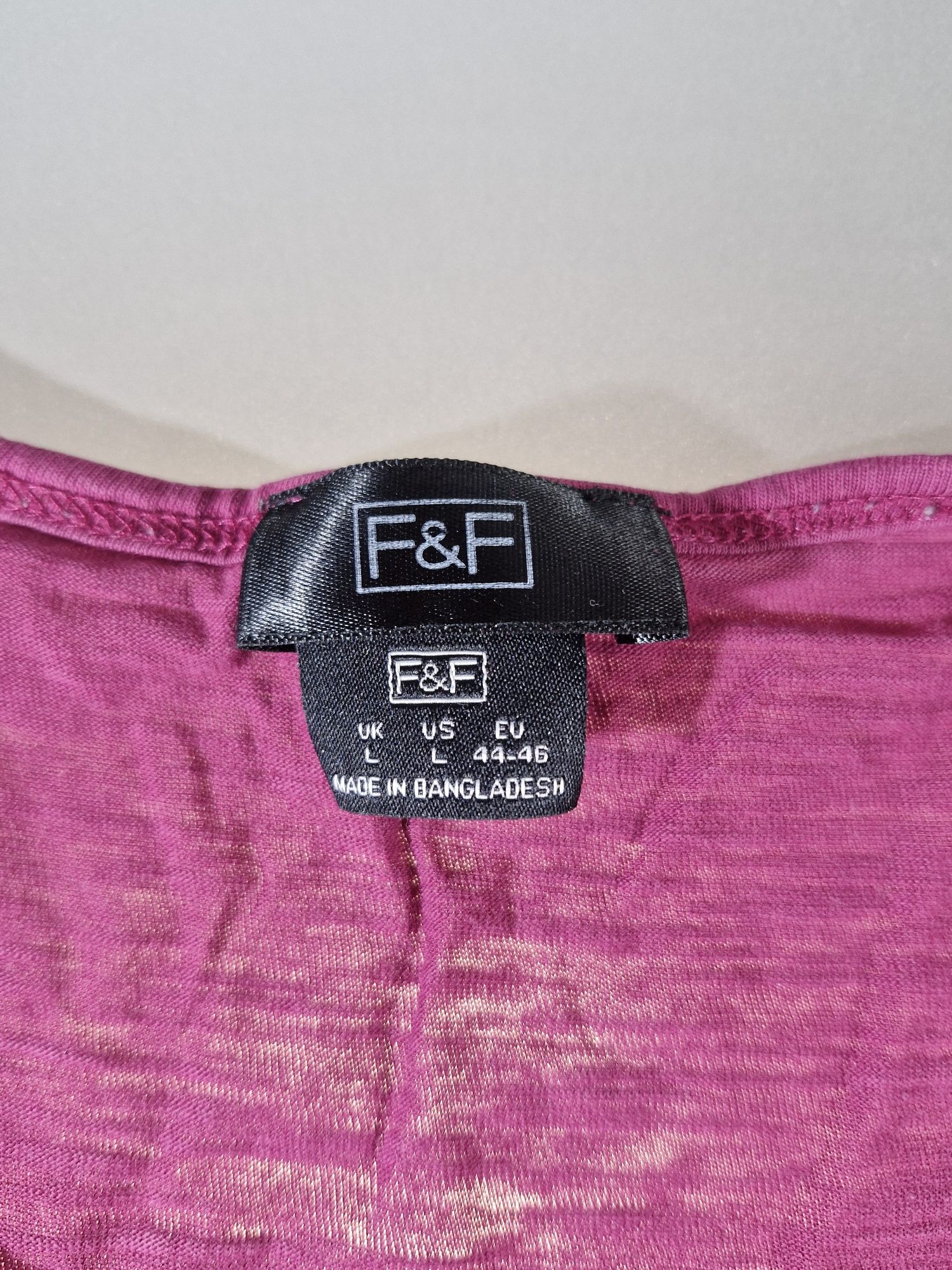F&F Fioletowa Koszulka z Napisem Damska Rozmiar L