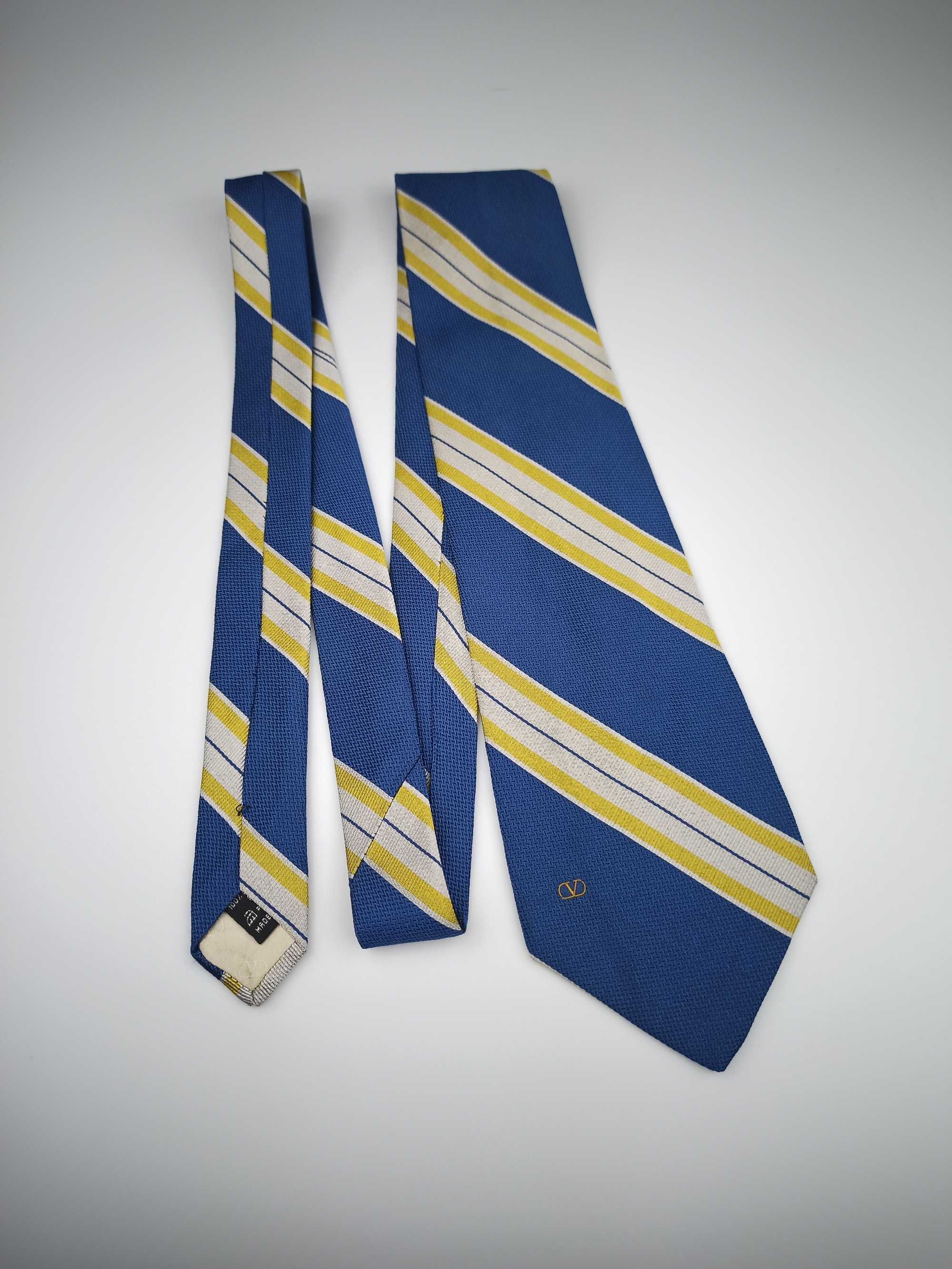 Valentino niebieski jedwabny krawat w paski f48