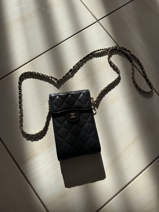 Розкішна сумочка для телефону Chanel жіноча чорна Шанель