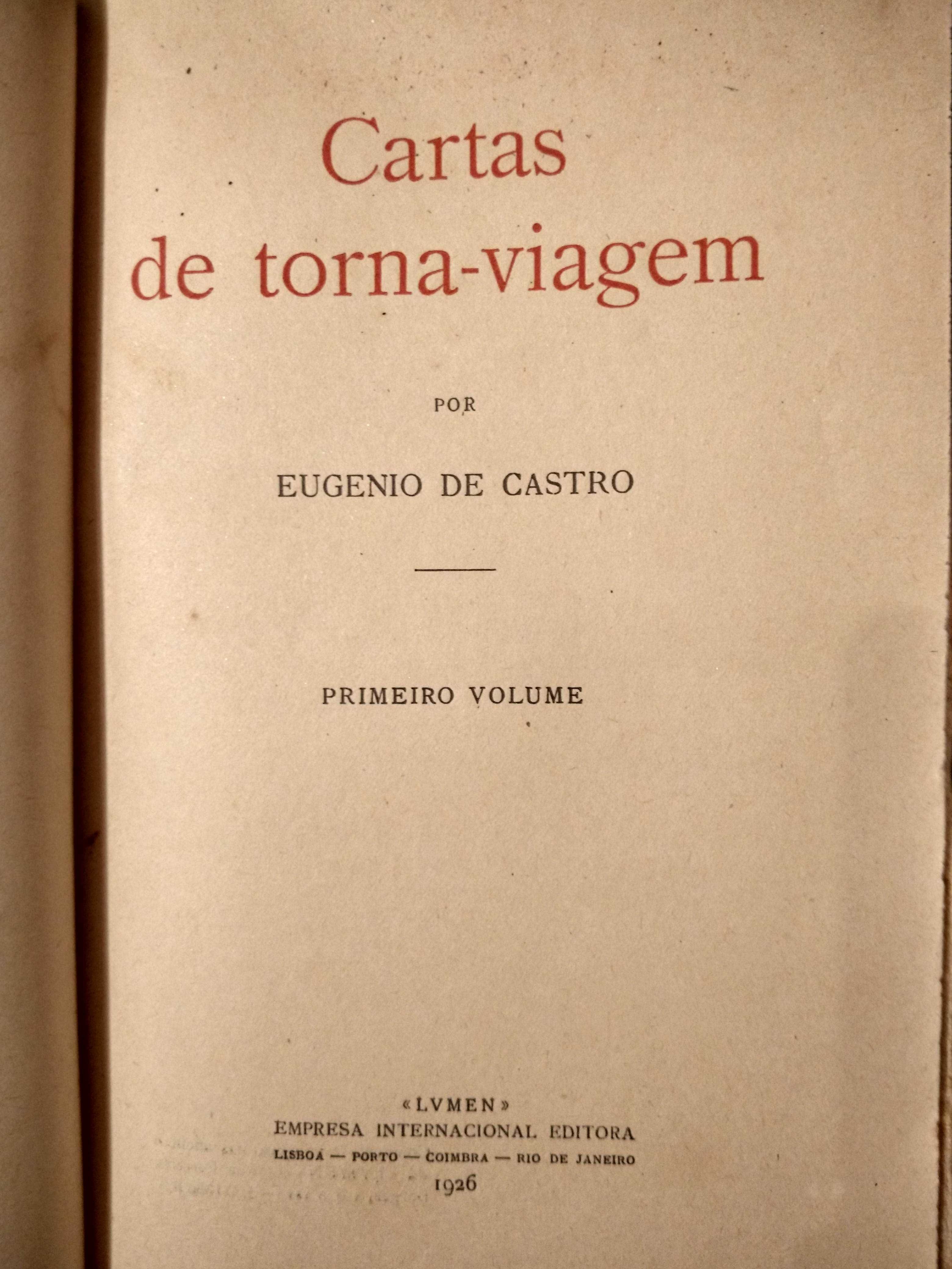Cartas de Torna-Viagem - Eugénio de Castro - 1.ª edição (1926)
