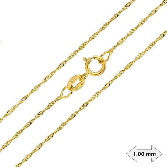 Złoty Łańcuszek 333 45 cm Singapur na Chrzest Komunię 45cm