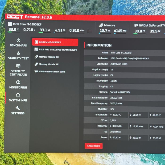 Mini itx комплект i9 12900K, Strix B760i материнська плата