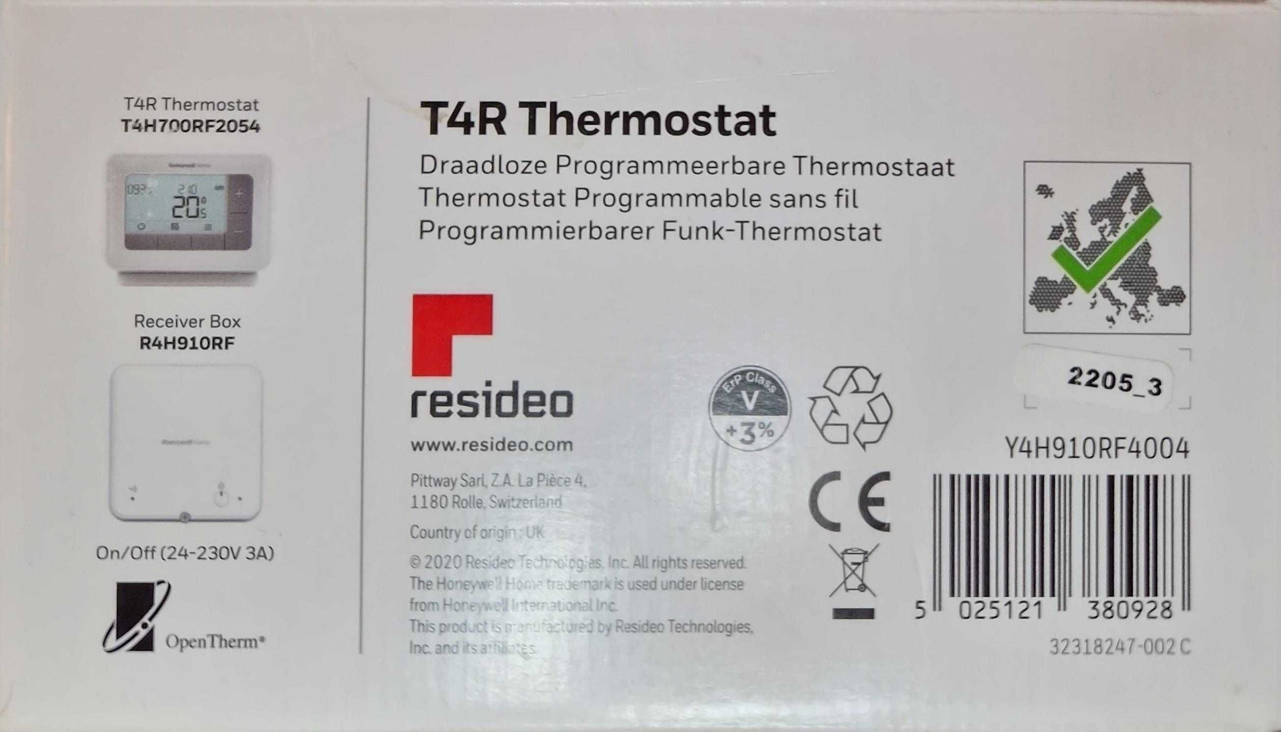 Bezprzewodowy cyfrowy termostat zegarowy HONEYWELL T4 Y4H910RF4004