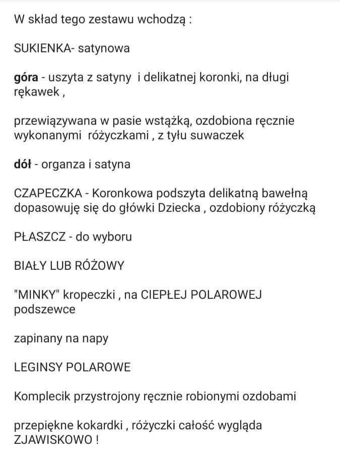 Komplet na chrzest