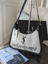 Женская сумка багет Yves Saint-Laurent клатч Лоран черная