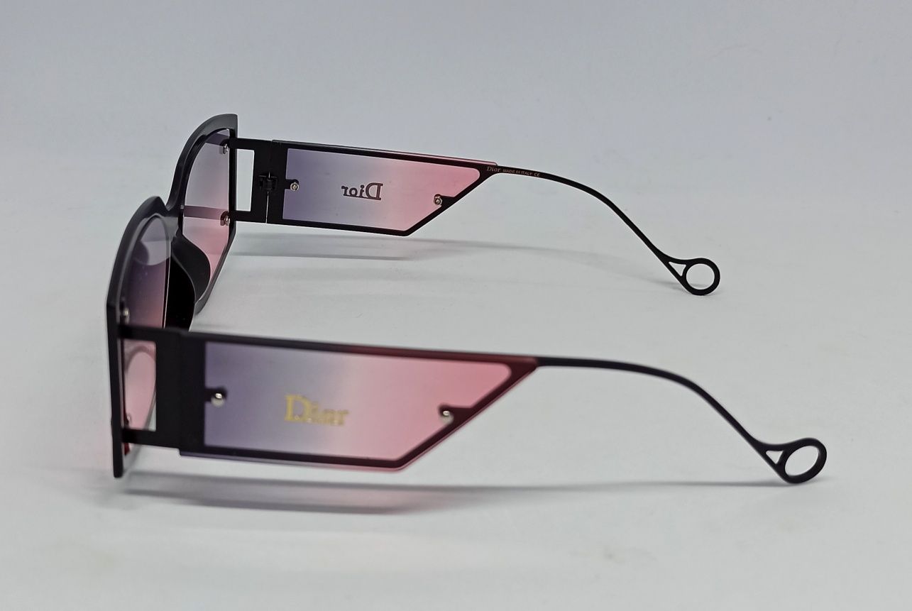 Женские брендовые очки розово фиолет градиент в черном металле