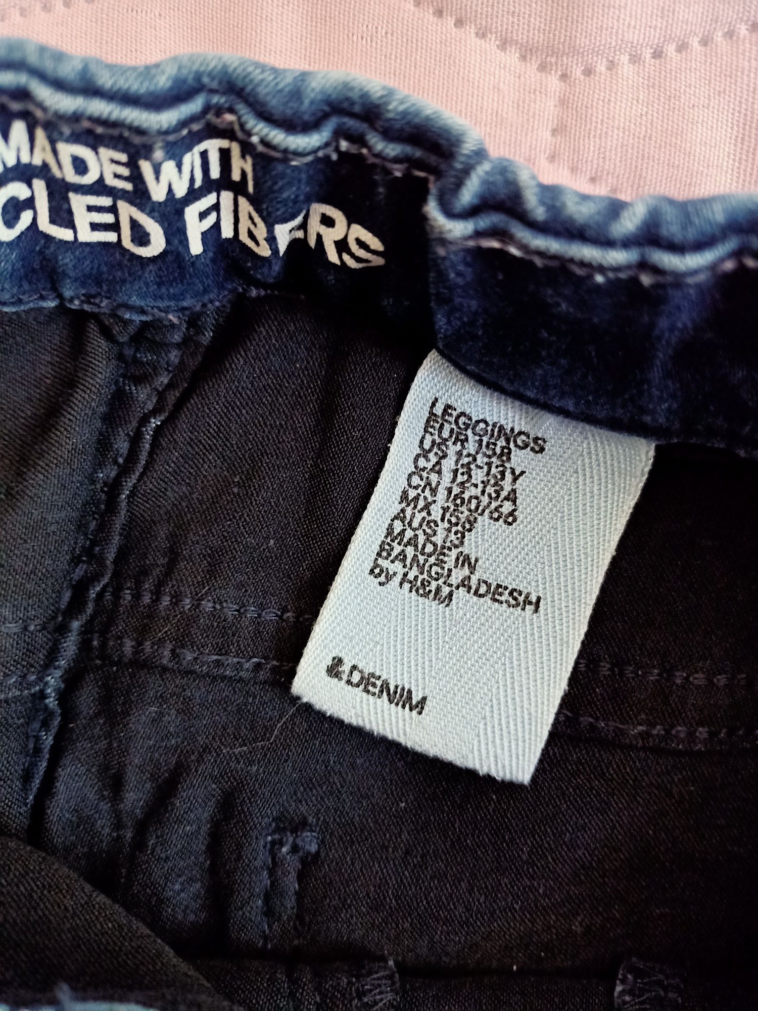 Legginsy, rurki, skinny, granatowe, jeans H&M, rozm.158