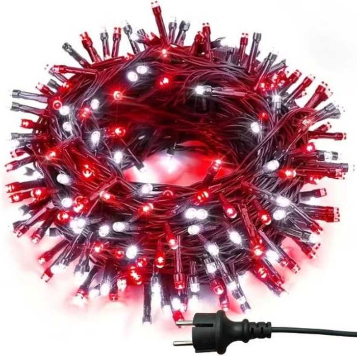 LAMPKI CHOINKOWE 1000 LED czerwone + flash flesz błysk 70m zewn grube
