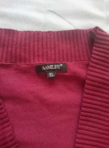 Bordowy damski sweter XL, AAMilife, wiskoza, nylon