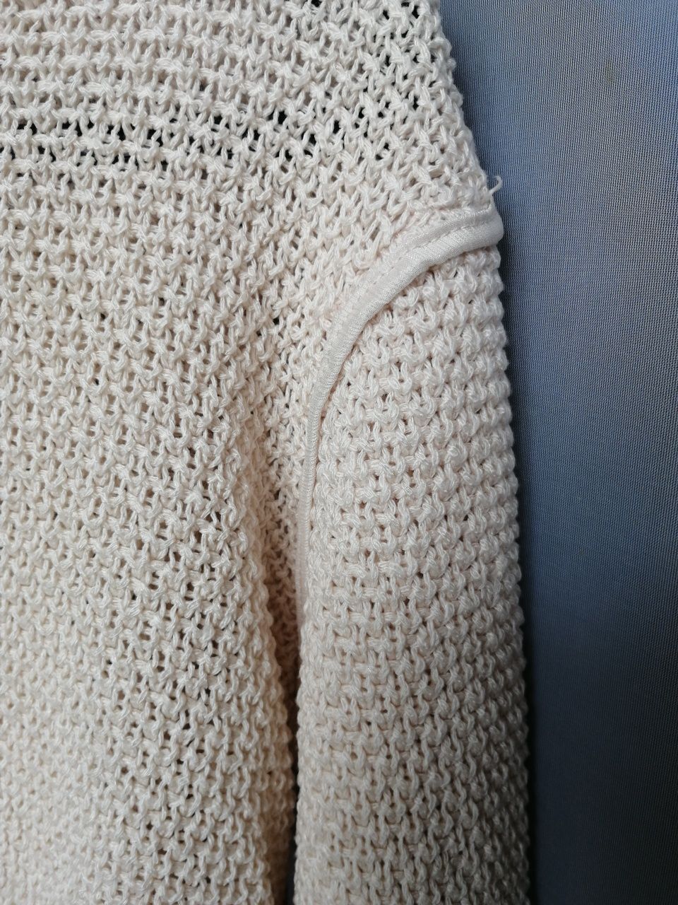 Bolero de malha crochet beje/creme - ENVIO GRÁTIS