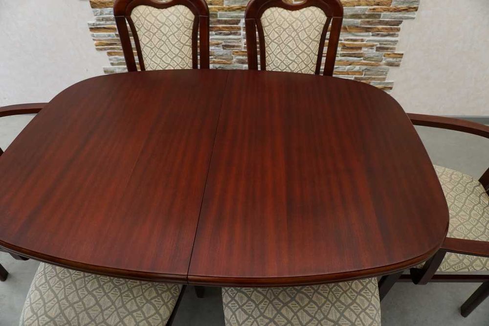 stół mahoniowy rozkładany do 210 cm + 6 krzeseł  (l-145)   rabat  30%