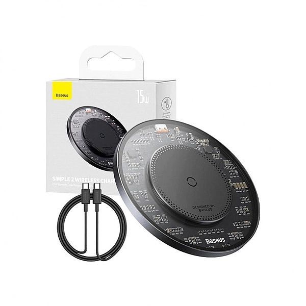 Ładowarka indukcyjna Baseus Bs-w530/15w + kabel Usb C - Usb C 24w 1m -
