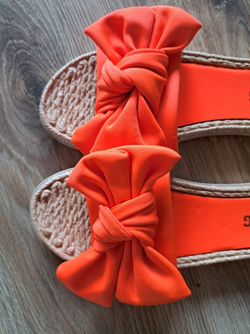 Klapki buty neonowe pomaranczowe 36