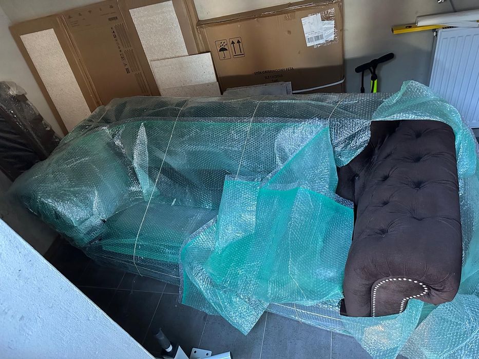 Sofa glamour rozkładana brąz CHESTER
