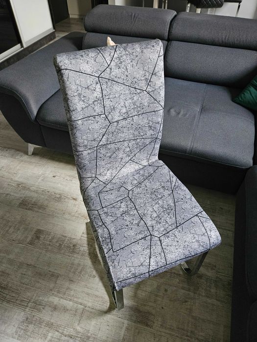 Pokrowce na krzesła elastyczne 4 sztuki wzór szary