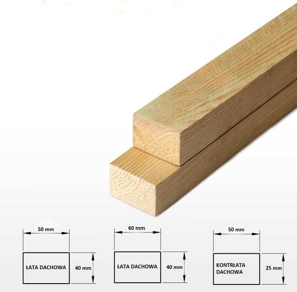 Więźba dachowa - impregnowana/strugana, łata, kontrłata