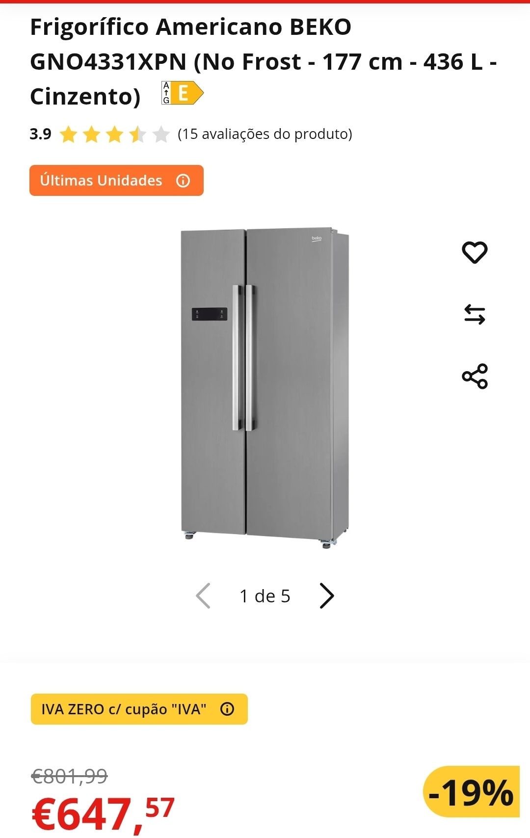 Frigorífico Americano Beko 4331XPN