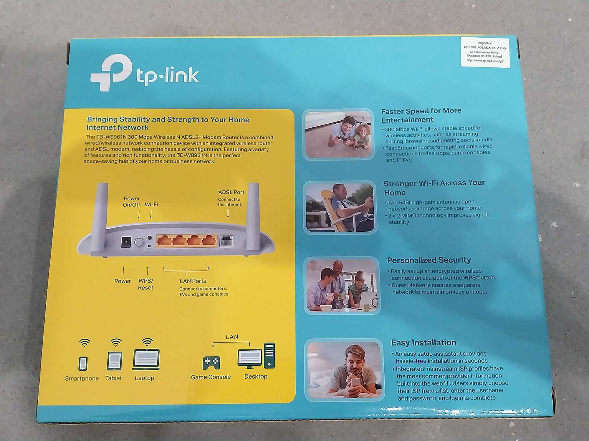 Router modem ADSL ADSL2+ TP-Link TD-W8961N Neostrada W-Fi komplet