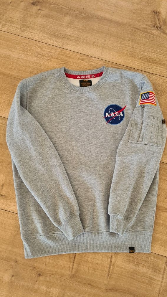 Bluza crewneck Alpha Industries NASA. Grey Szara. Rozmiar M. Drill y2k