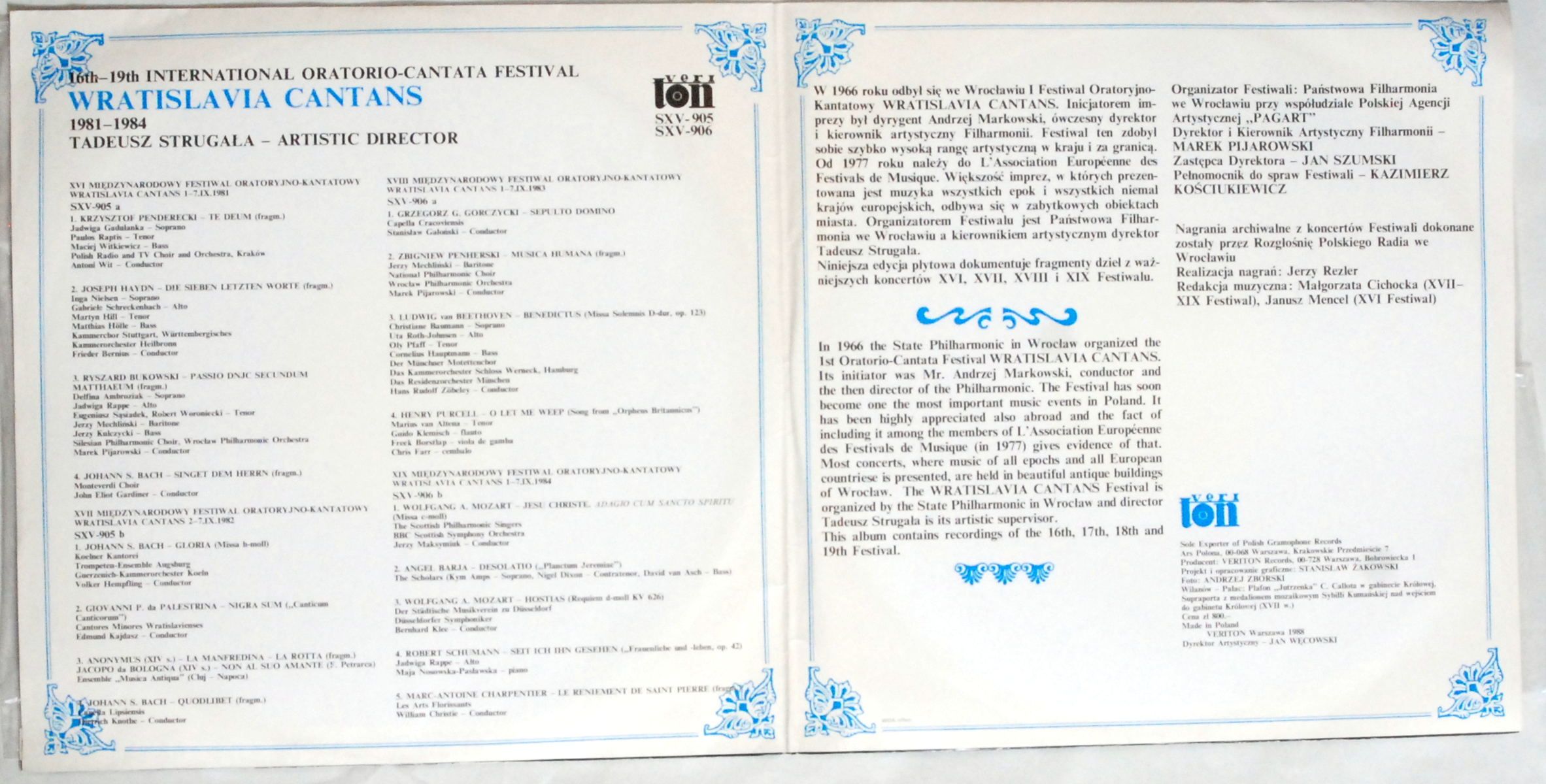 16th-19th International Oratorio-Cantata Festival Wratislavia