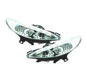 FARÓIS PEUGEOT 207 06-12 LUZ DIURNA LED FUNDO CROMADO