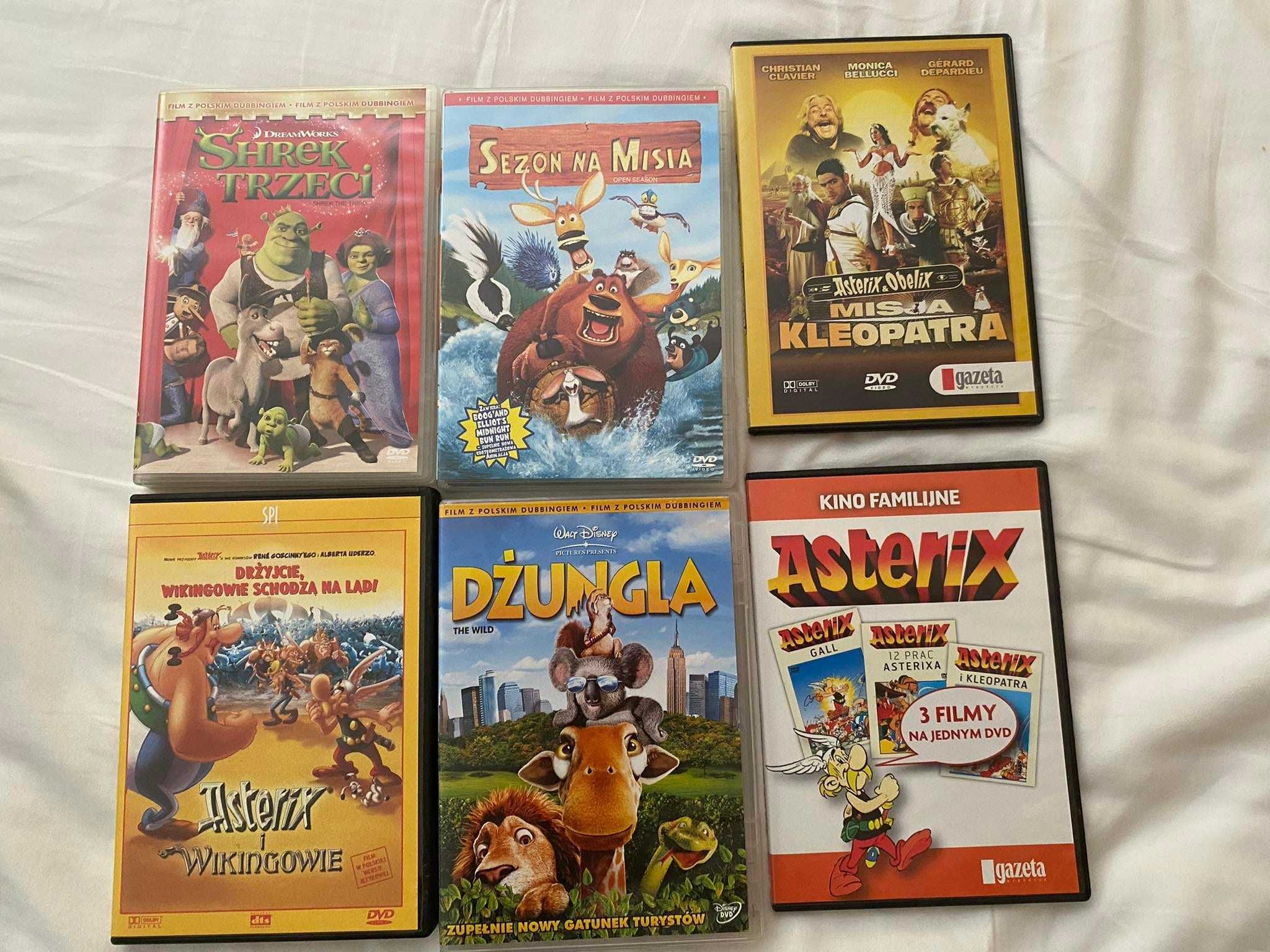 Filmy DVD Shrek Asterix i Obelix Wikingowie Dżungla Sezon na Misia