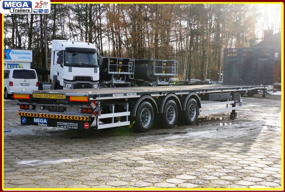 Platforma 19,5 osie, budowlana 13.60 m, ADR EX2, EX3, FL !!!  Z PLACU ! - PEŁNY ADR 3, zamki do kontenerów 20, 30, 40 Ft, kłonice !!