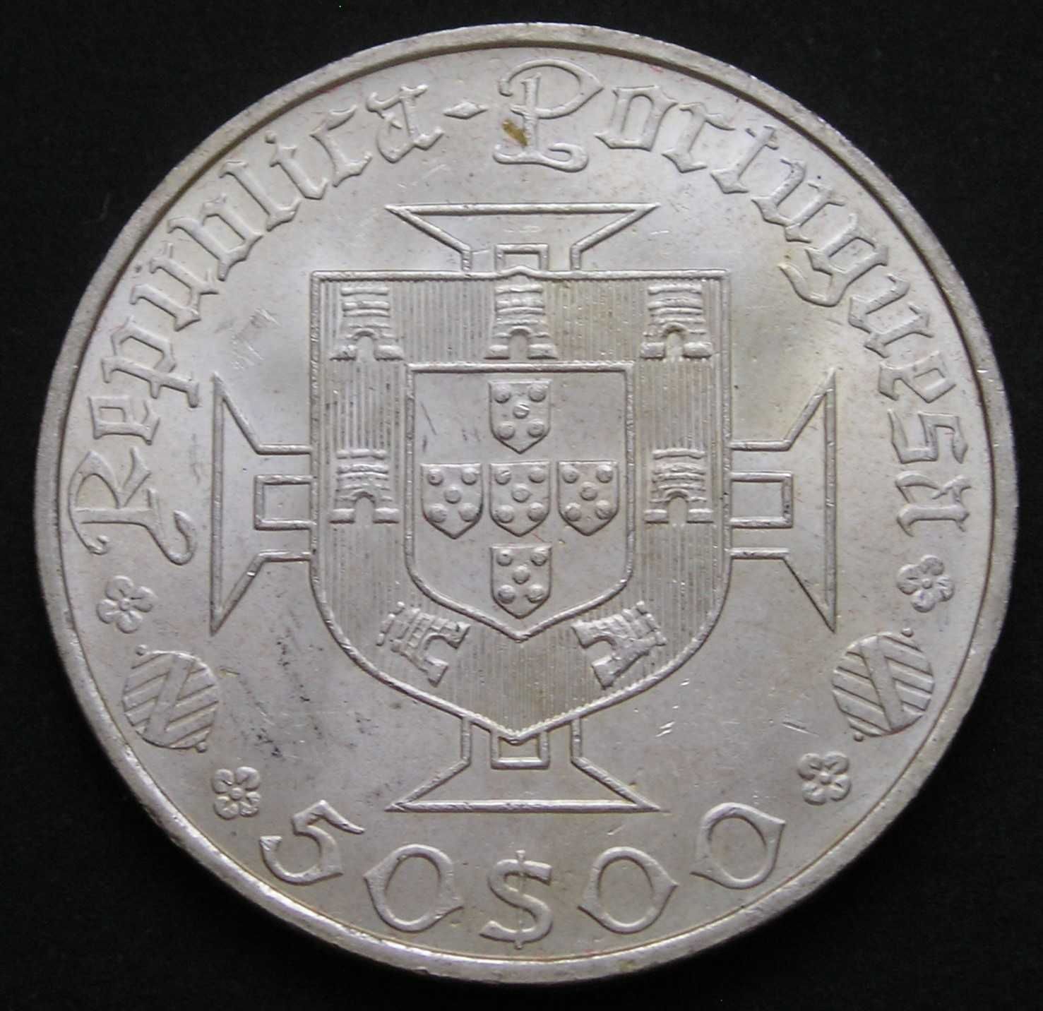 Portugalia 50 escudos 1969 - Vasco da Gama - srebro