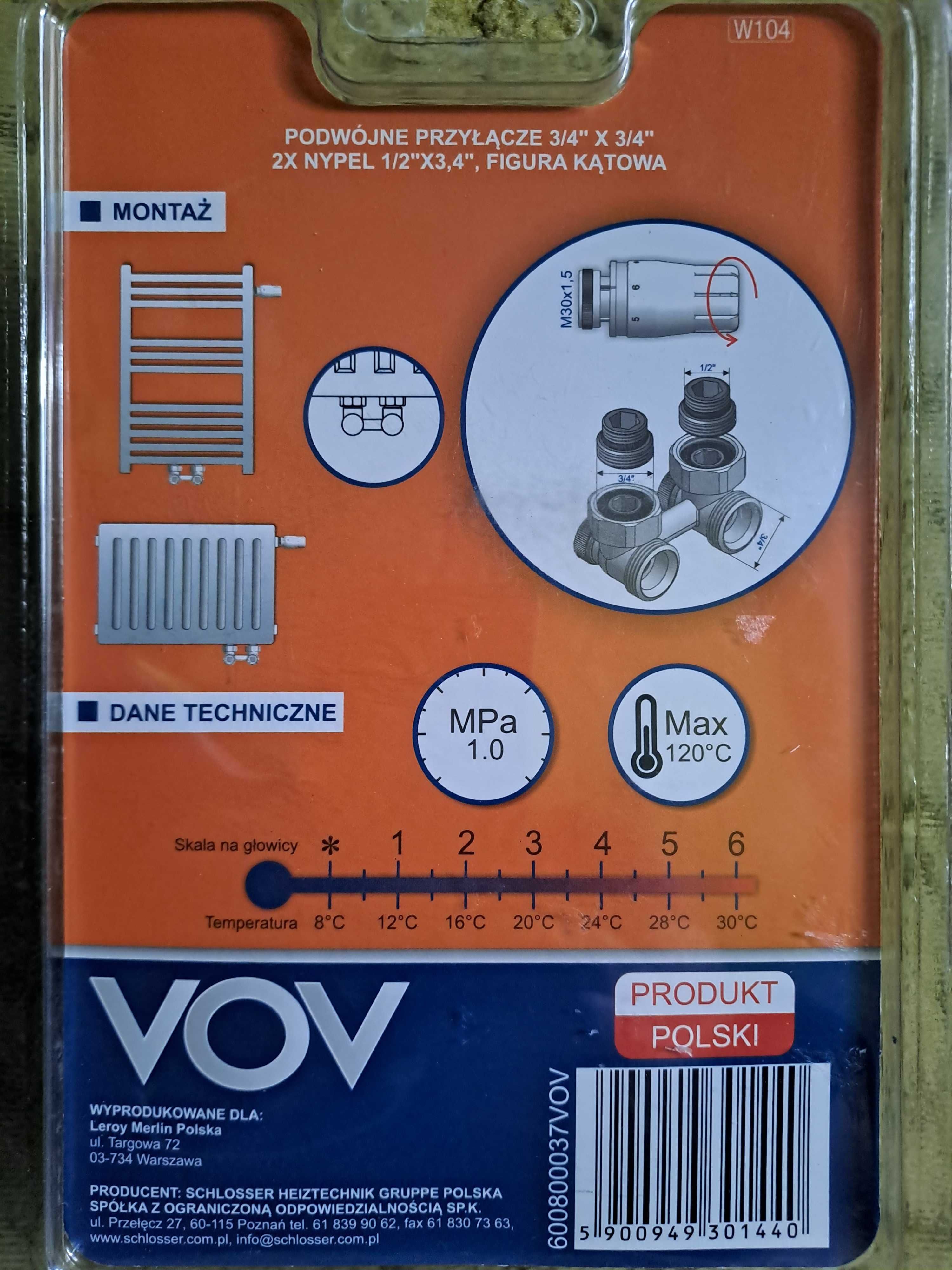 Zestaw przylączeniowy do grzejników KĄTOWY V VOV