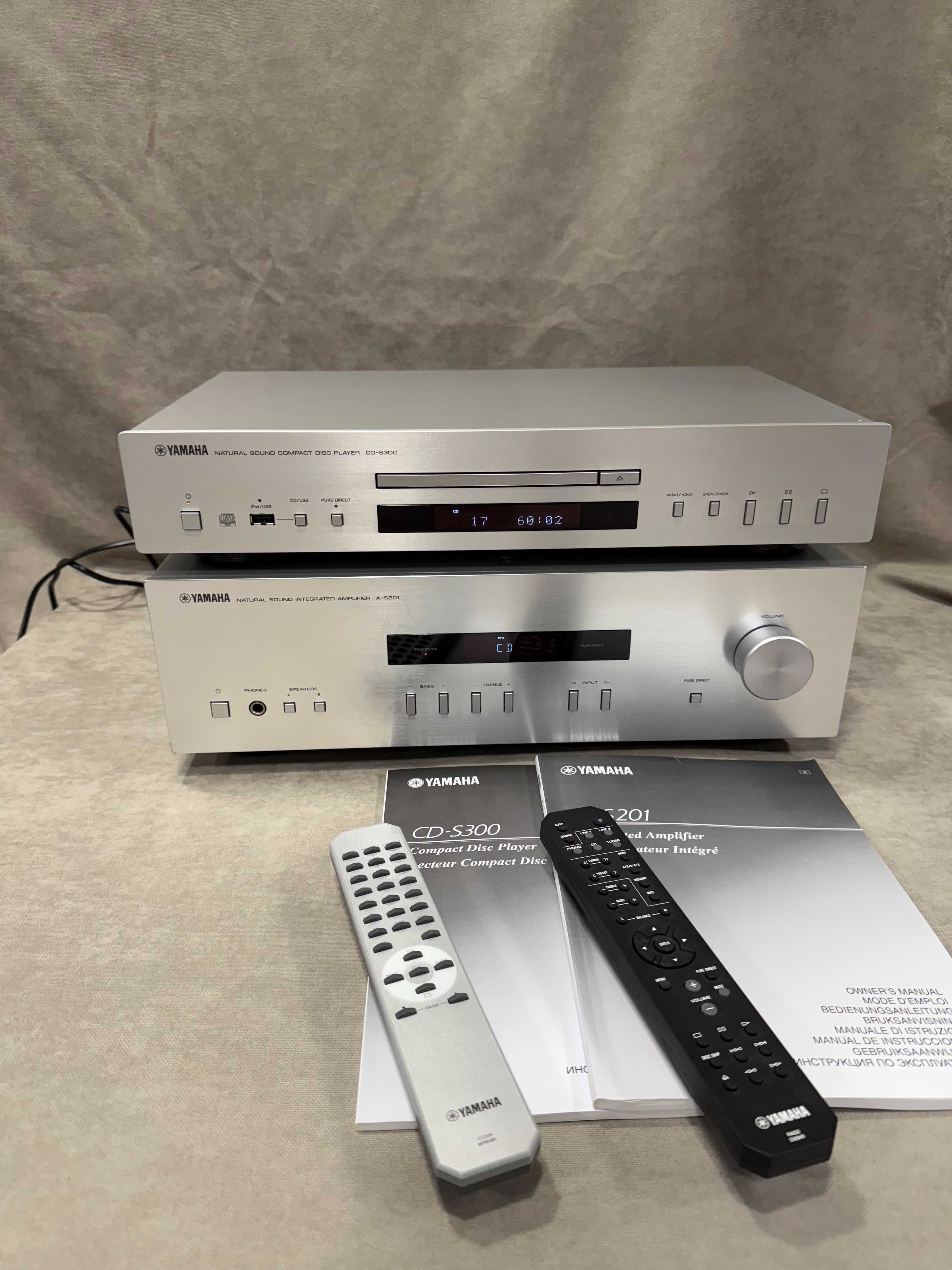 Zestaw stereo wzmacniacz i CD Yamaha a-s 201, plus CD - S 300 srebrny