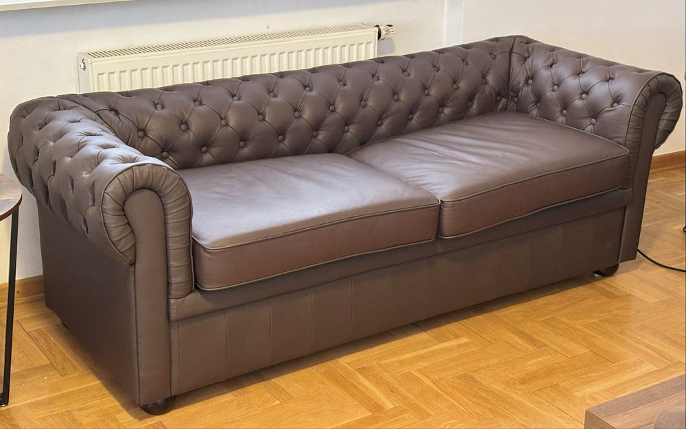 Komplet wypoczynkowy dla 4 osób CHESTERFIELD Skóra naturalna
