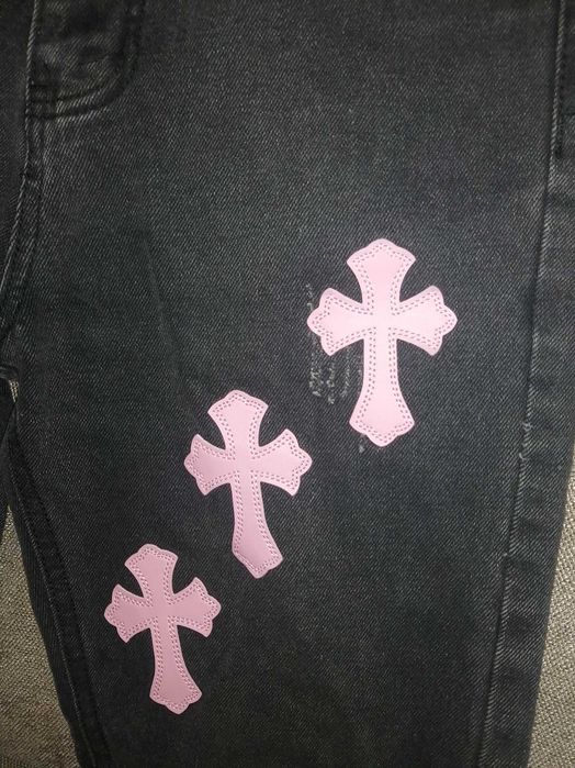 Джинси чоловічі (на підлітка) CHROME HEARTS Black / Pink