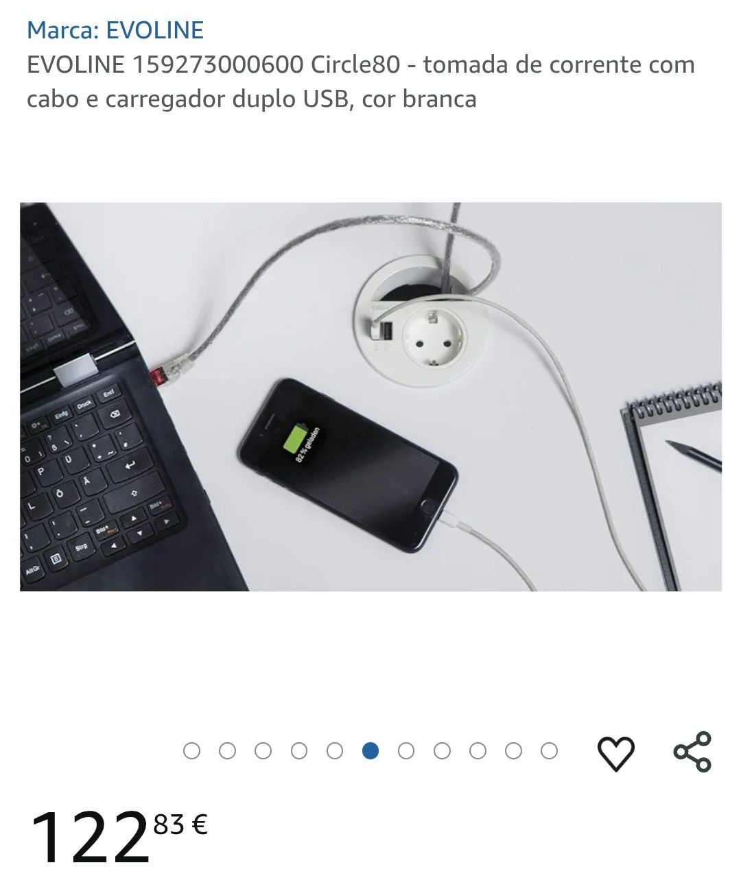 Tomada Evoline Circle 80 com USB e type-C