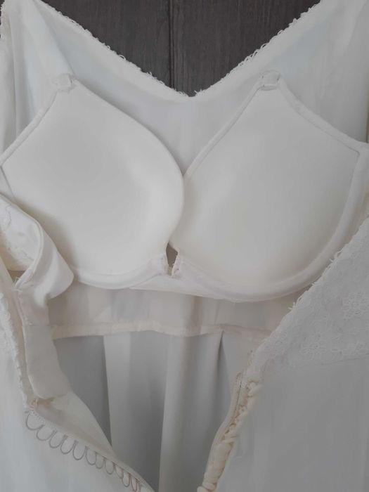 Suknia ślubna rustykalna klasyczna plisowana na cienkich ramiączkach