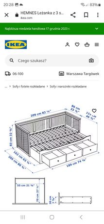 HEMNES  leżanka z 3 szufladami ,2 materace 
Leżanka z 3 szufladami, 2