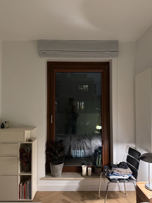 Rolety rzymskie szare lniano-bawełniane zaciemniające 2 szt.