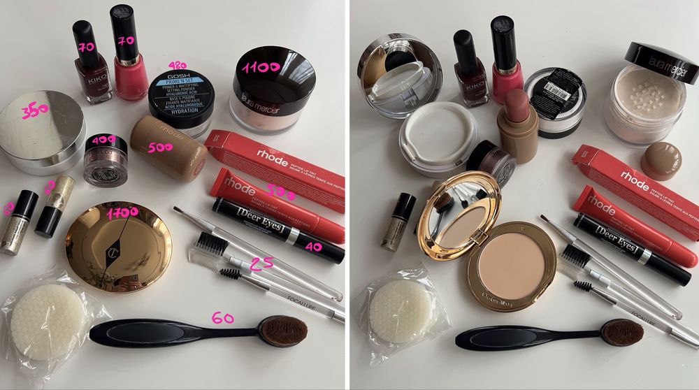 Лот косметики Lancome, Rhode, Charlotte Tilbury, Clarins, Denona