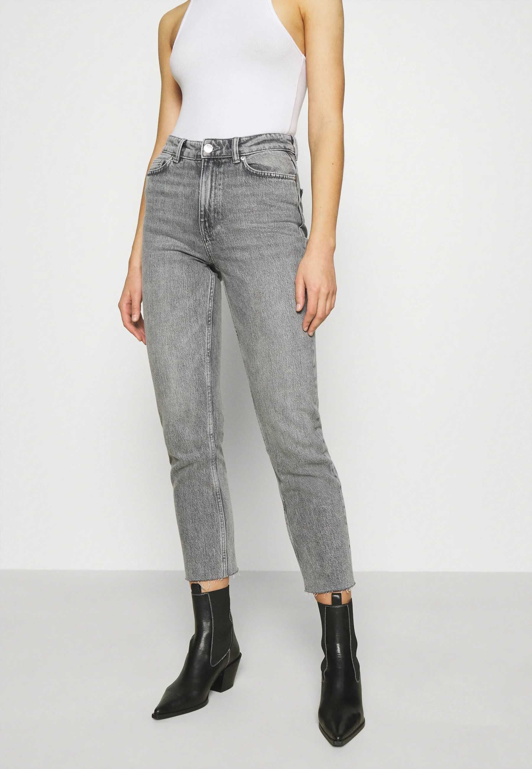 Jeansy damskie 7/8 proste szare ONLY 30/30/ L wysoki stan