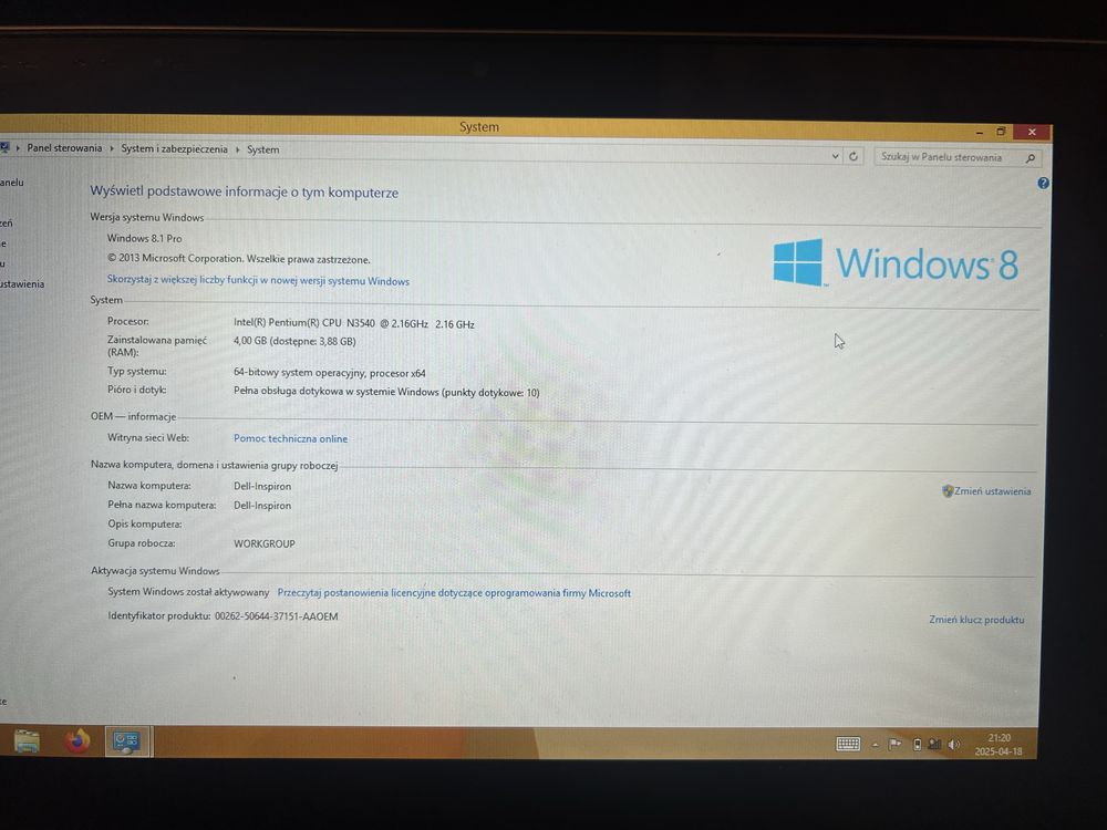 Laptop 2w1 Dell Inspiron 11 3000 series 8GB 120GB