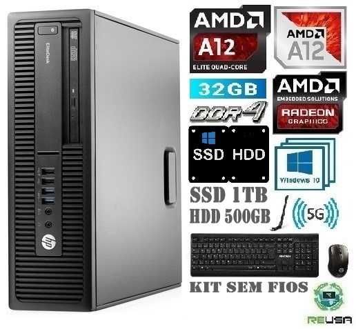 Promoção Pc HP-G3-6G-AMD-3.7G|32G.Dr4|SSD1TB+HD500|HDMI|Kit|5G|W10|W11