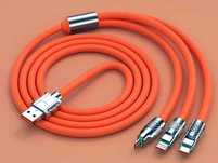 Cabo 3 em 1 USB-C e iPhone e Micro USB de silicone luxuoso - novo