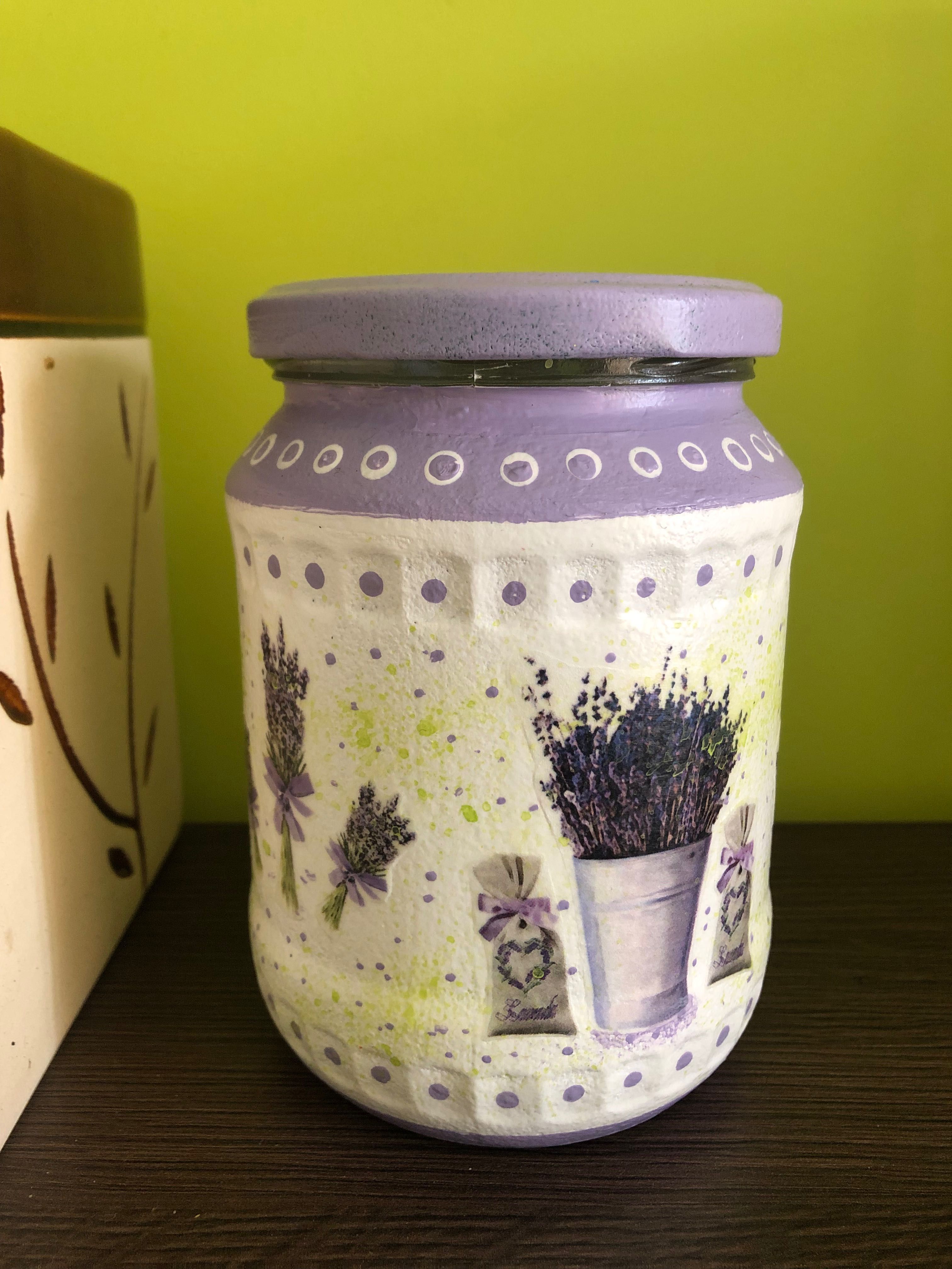 Pojemnik Lawenda1 decoupage handmade