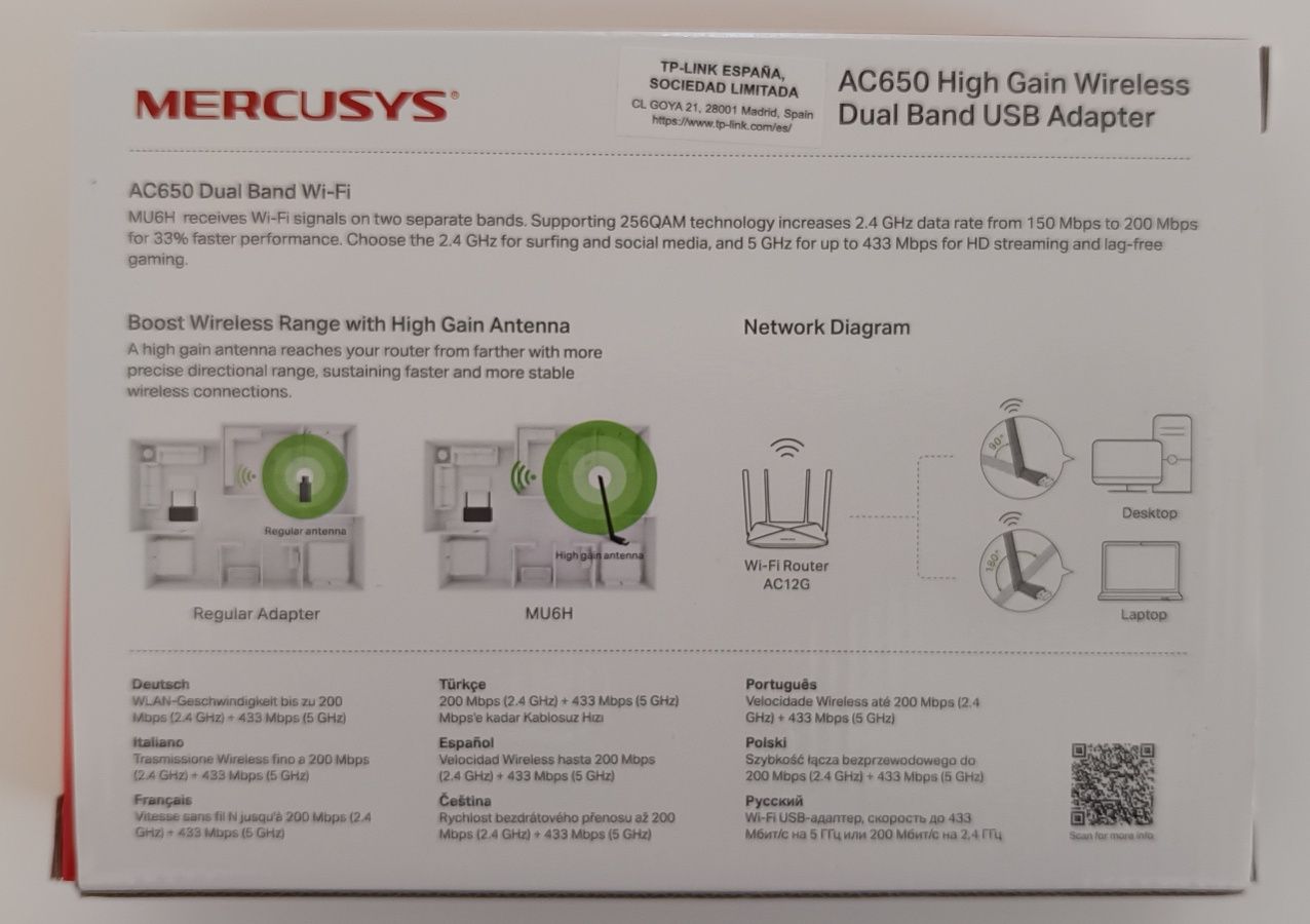 Antena Wi-Fi - Mercusys MU6H AC650