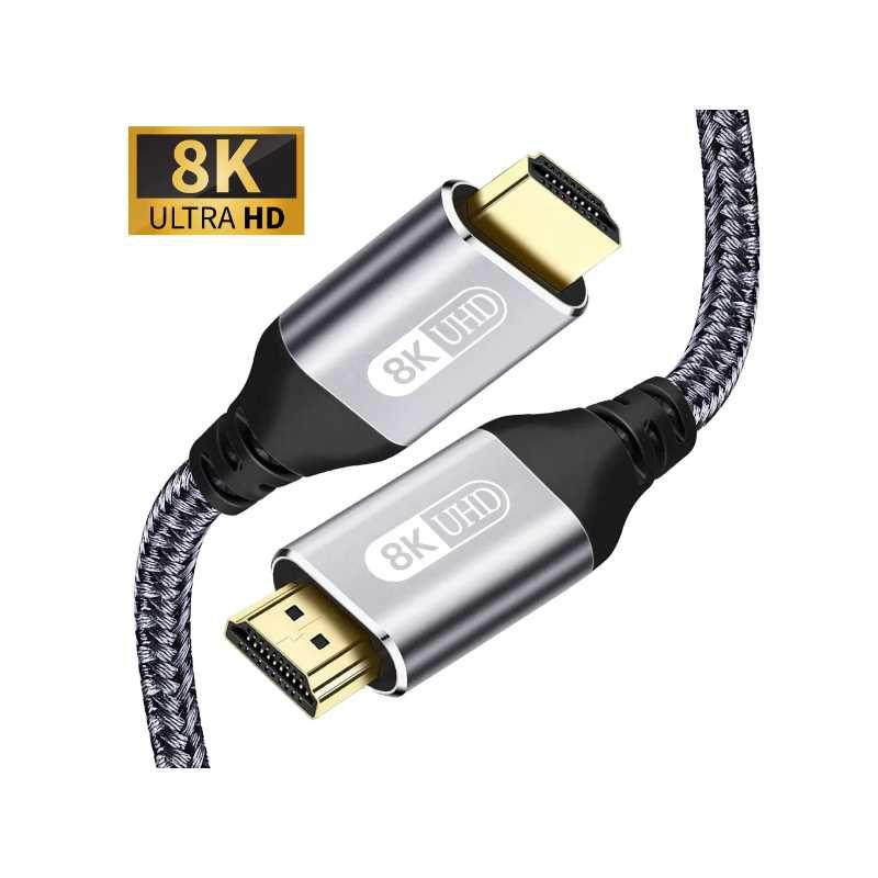 Kabel 2m 8K v2.1 HDMI do HDMI gruby solidny przewód z oplotem Ultra HD