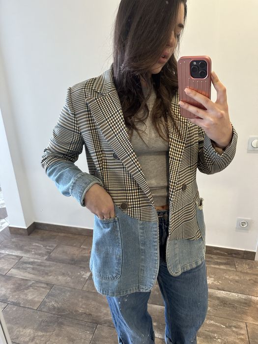 Піджак в клітинки з джинсом