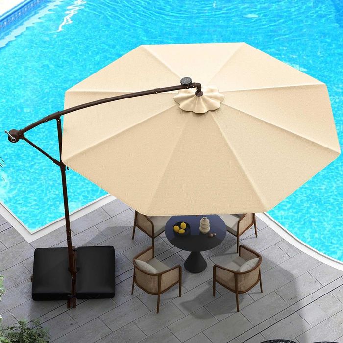 Parasol ogrodowy 300 cm z oświetleniem LED, regulacją kąta