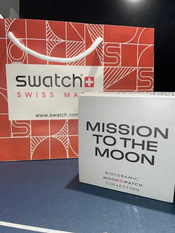 Omega x Swatch SO33M100 Mission to the Moon - Srebrny design lunarny